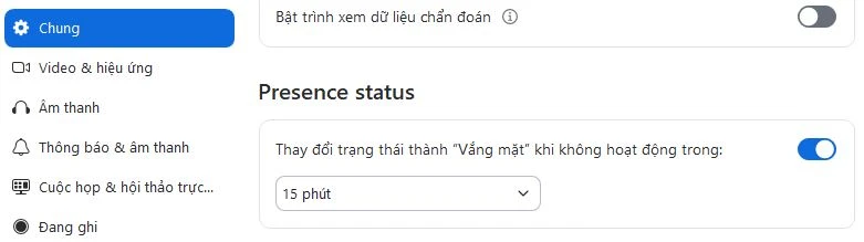 Thay đổi trạng thái thành “Vắng mặt” trên Zoom