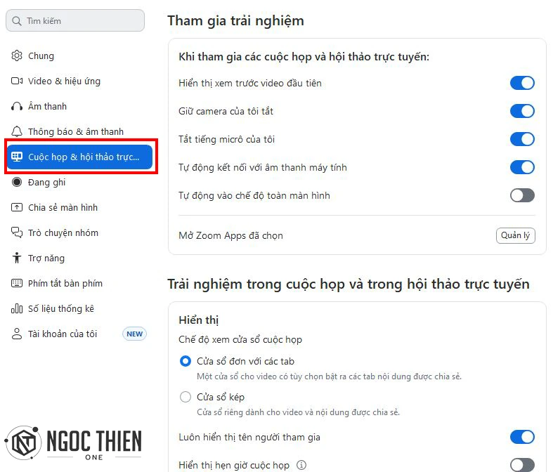 Các cuộc họp và hội thảo trực tuyến