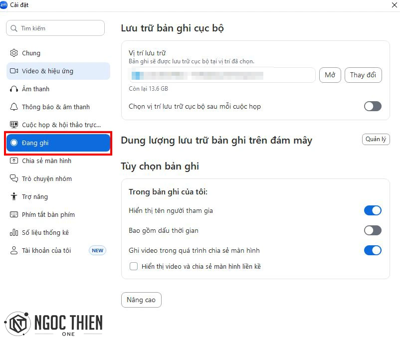 Cài đặt ghi âm trên Zoom
