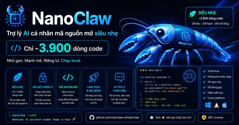 NanoClaw - NanoClaw Trợ lý AI cá nhân mã nguồn mở siêu nhẹ ~3.900 dòng code