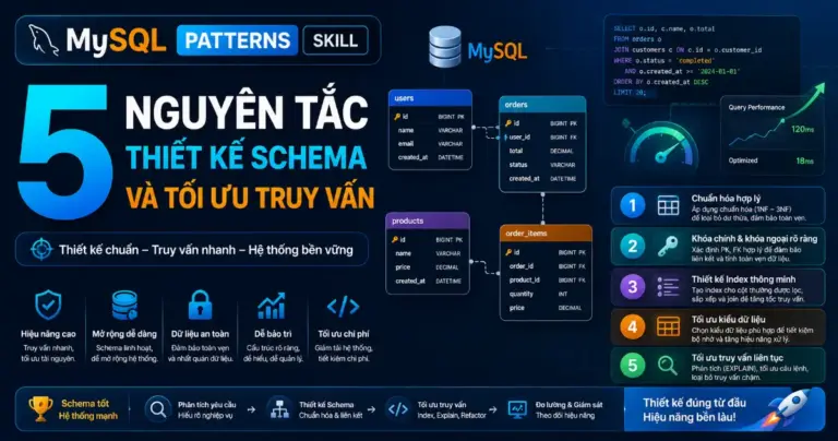 MySQL Patterns Skill: 5 Nguyên Tắc Thiết Kế Schema Và Tối Ưu Truy Vấn
