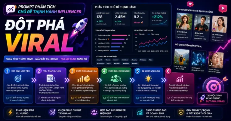Prompt phân tích chủ đề thịnh hành influencer: Đột phá viral