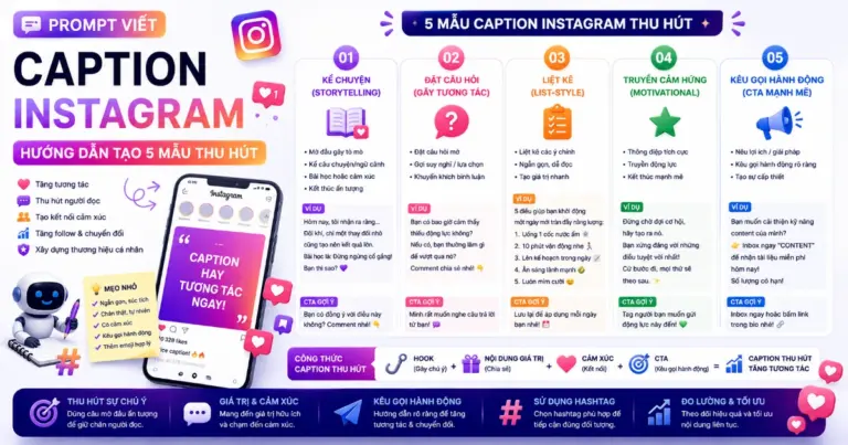 Prompt viết caption Instagram: Hướng dẫn tạo 5 mẫu thu hút