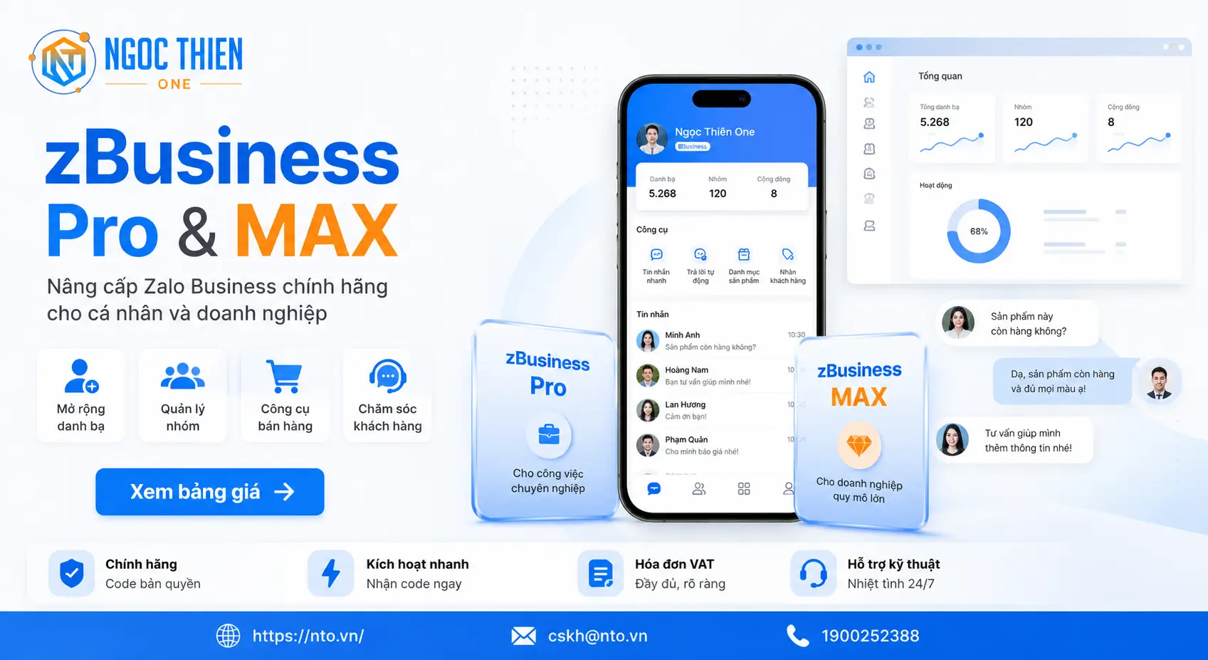 Bảng giá mua code Zalo Business chính chủ có hóa đơn VAT