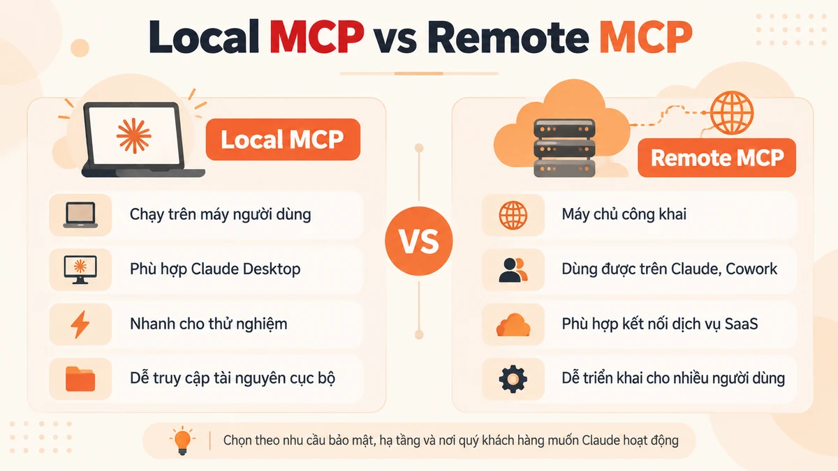 So sánh local MCP và remote MCP trong Claude
