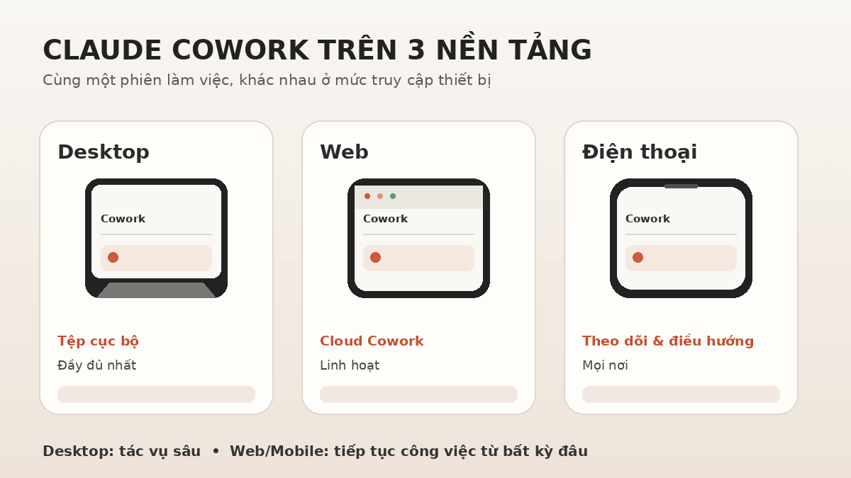 Claude Cowork trên điện thoại khác gì bản máy tính?