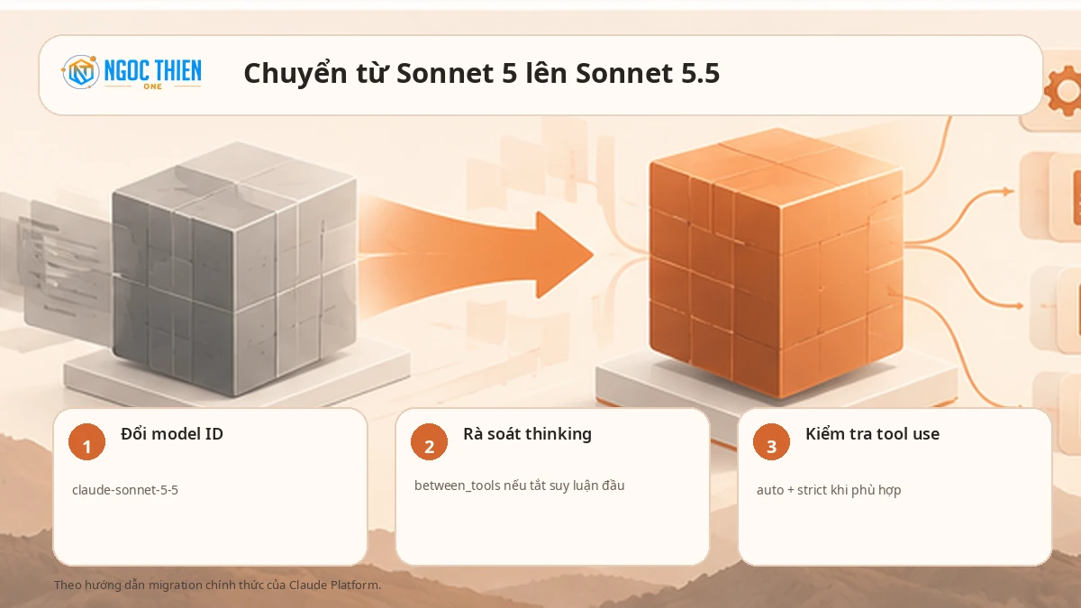 Các bước chính khi chuyển API từ Claude Sonnet 5 lên Sonnet 5.5